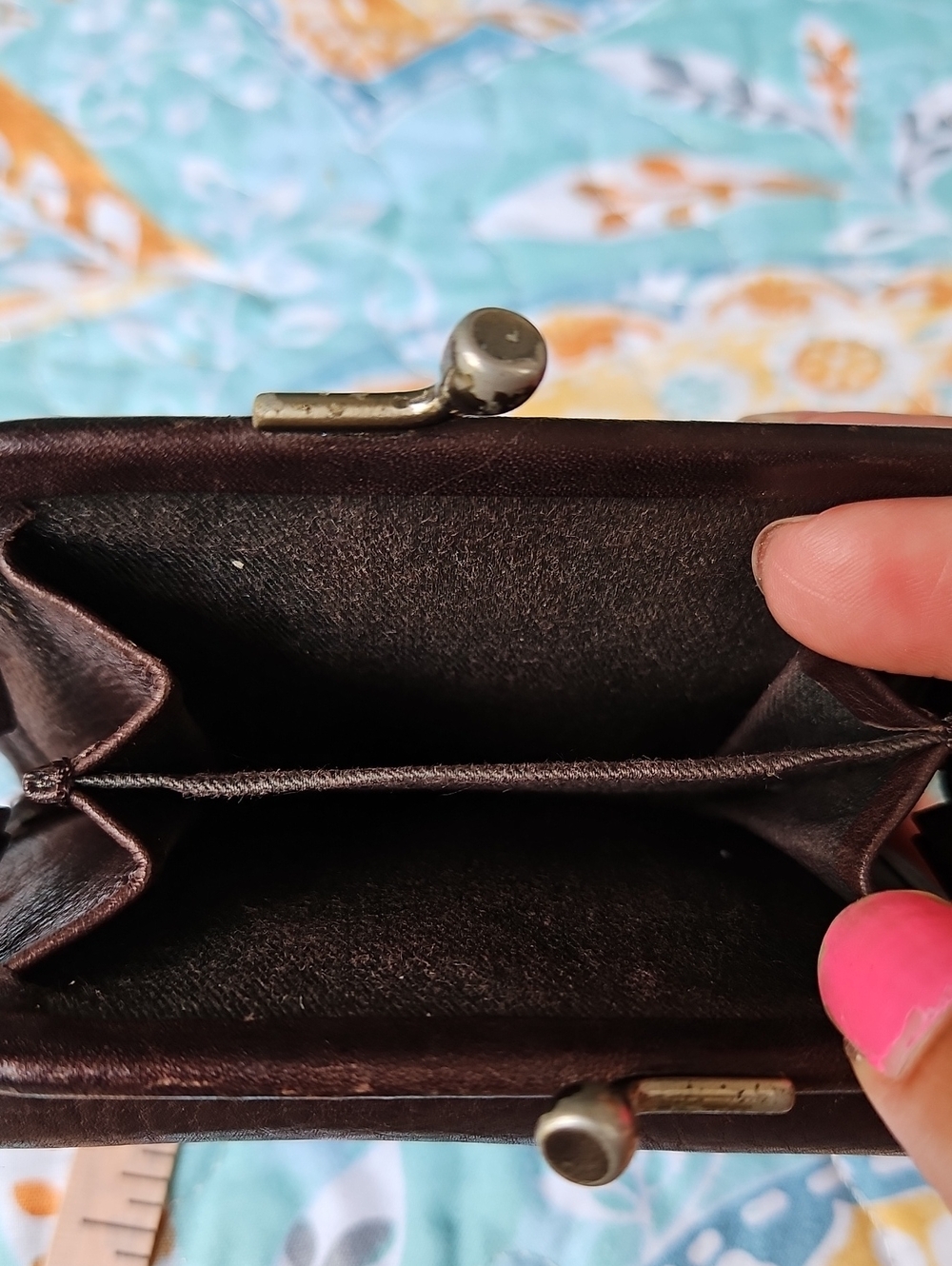 Vintage Fossil Chocolate Brown Soft Leather Women's Clasp Wallet Coin Purse - Picture 4 of 5